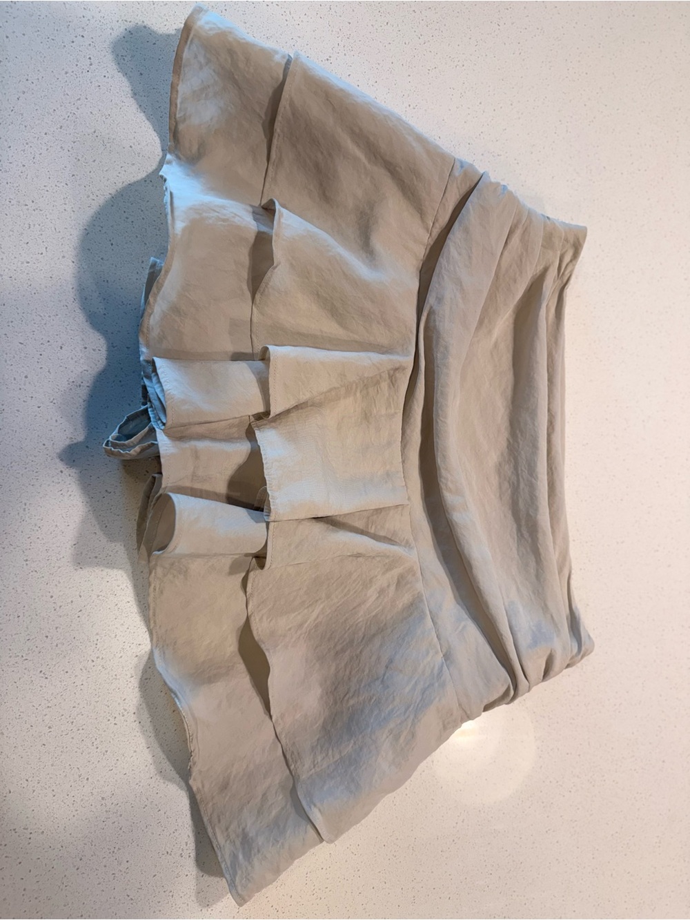 Zara Beige Tiered Ruffle Mini Skirt